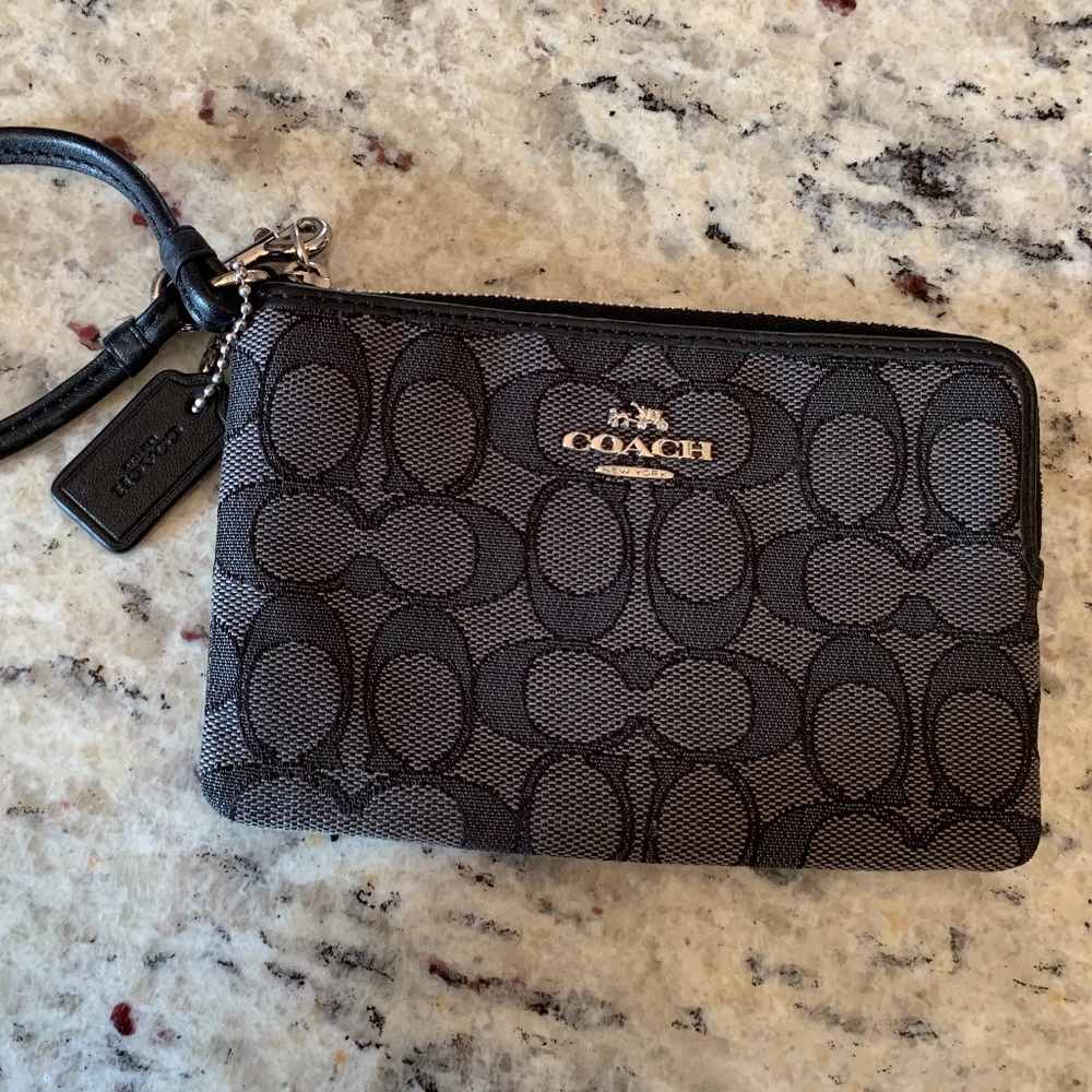 Black Fabric Coach Wristlet
